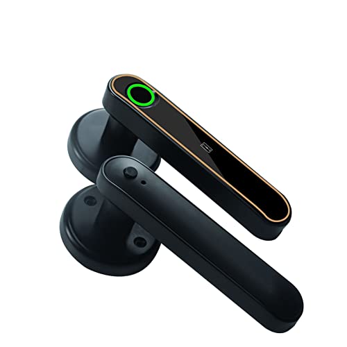 Serrure Connectée, Serrure de porte intelligente à empreinte digitale biométrique Tuya mot de passe serrure numérique électronique boutons de porte d'entrée sans clé serrure à poignée ,Smart Lock faci
