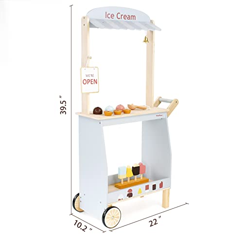 Pairpear Wooden Ice Cream Cart For Kids, Play Dessert And Food Truck Toys, Gift For Boys And Girls 3 Years And Up #TOP5
