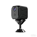 JZDCB Mini Kamera WLAN Überwachungskamera innen mit Akku, 4K kleine Kamera für Haustier oder Sicherheit daheim, Bewegungserkennung & Nachtsicht(Matte Black)