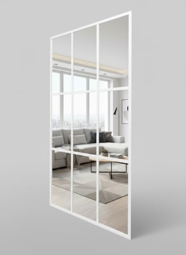 THEROSE Espejo Industrial Ventana Marco Aluminio 160 x 80 cm Pared probador Blanco