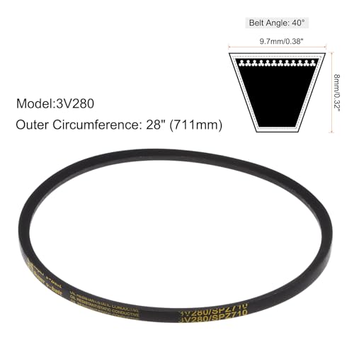 sourcing map 3V280 Keilriemen 28/711mm Länge x 0.38/9,7mm Breite x 0.315/8mm Dickes Gummi V-Gürtel Antriebsriemen Zahnriemen Gummiübertragungsriemen Flachriemen Antriebskeilriemen