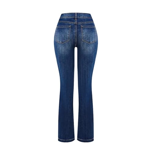 Women's Jeans Boyfriend Jeans High Stretch Denim Classic Five Pocket Navy Bootcut Benim3