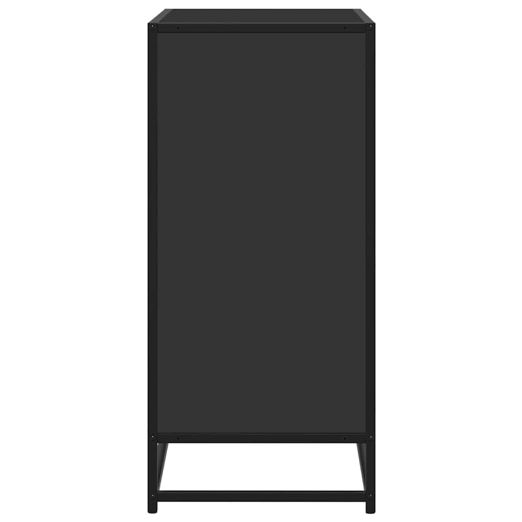 Szafka czarna 68x35x76 cm materia drewnopochodny i metal industrieele kast met 3 open planken voor opbergruimte in keuken woonkamer stabiel duurzaam
