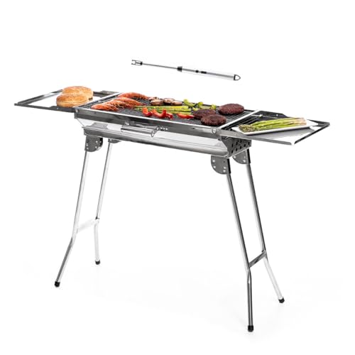 InnovaGoods® Barbacoa carbon con encendedor eléctrico recargable, barbacoa de acero...