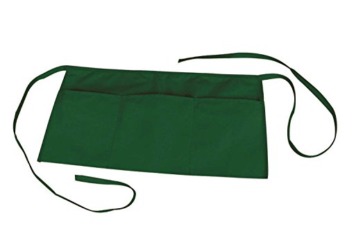 Proequip Waist Apron With 3 Pockets Poly Cotton Commercial Restaurant Home Bib Spun, 2-Pack, Green #TOP6