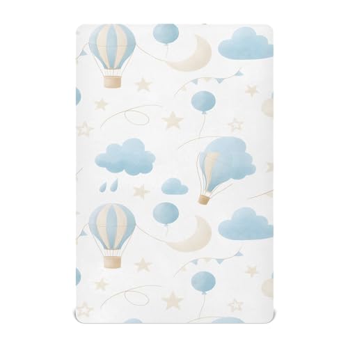 Image of CEBUGI Stretchy Crib Sheet for Baby Boy Girl,Hot Air Balloon Portable Mini Fitted Pack N Play Playard Sheet for Neutral,Ultra Soft Material,Full Standard Toddler Mattresses,M