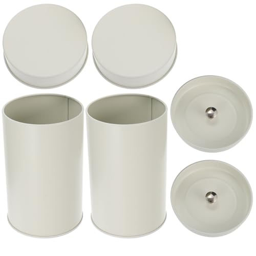 DIYEAH Barattoli per Tè Sfuso in Latta con Coperchio Doppio Ermetico, Set da 2 Piccoli Contenitori da Cucina Color Avorio, per Conservazione Alimenti Secchi e Uso Domestico