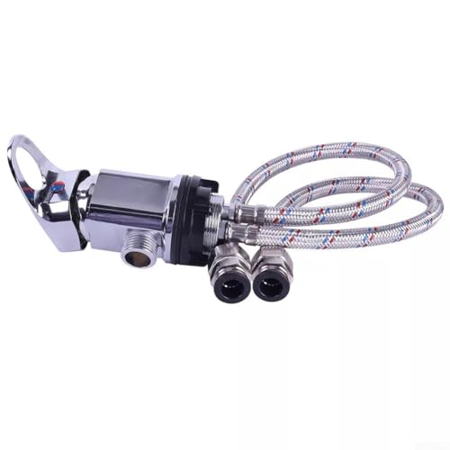 Yuanpgky Grifo mezclador de ducha para caravana, latón con efecto cromado, 800 mm, extremo de acero inoxidable, 12 mm, para autocaravana, autocaravana, para bombas a presión
