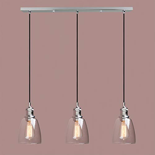 3 lumières assuérien suspension vintage en verre pour recréer l'ambiance bistrot loft