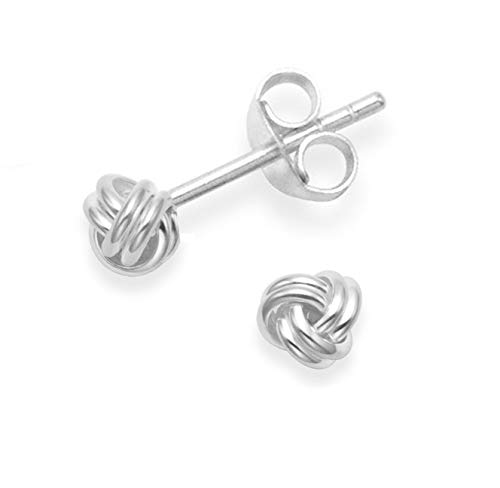 Image of Sterling Silver Wool knot Earrings - TINY wool Knot Stud Earrings Silver - SIZE: 3mm 5196. MUCH SMALLER THAN SHOWN! Gift Boxed 5196