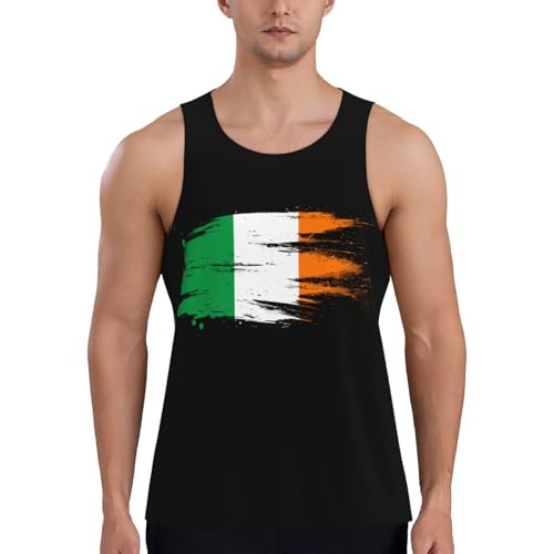 Ireland Irish Flag Abstract Art Men's Quick-Dry Tank Tops Summer Sleeveless Shirts Loose Fit Tanktops for Men Fitness