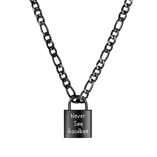 abooxiu Lock Urn Necklace for Ashes Stainless Steel Ashes Necklace Cremation Necklace for Human Ashes Memorial Ashes Holder - Never Say Goodbye
