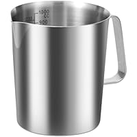 Messbecher Edelstahl 1L mit Feinskala BPA Frei 12cm, Messbecher Edelstahl Tropfschutz Robust für Zuhause Küche Restaurant Bar Teeladen Café Treffpunkt (1000ml)
