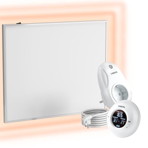 VIESTA® Calefacción de pared por infrarrojos con termostato [CONTROL REMOTO + CONTROL WIFI] – Calefacción por infrarrojos para montaje en pared – Carbon Crystal Infrarrojo – (Modelo TH20 Funk - 300W)