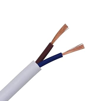 Drumstone Double Layer Flat 2 Core Copper Wire Cable - 2.5mm, Up to 1500 Watts | Ideal for Domestic and Industrial Electric Connections | 2 Meter Length (Color Varies) - Gift for Electricians