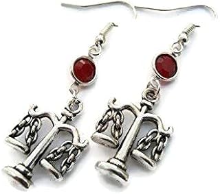 Law Scales Birthstone Earrings, Lawyer or Judge Earrings, Personalized Prosecuter Defender Jewelry Gift