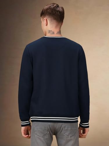 Image of Dennis Lingo Men Solid Polycotton Regular Fit Full Sleeves Pullover Sweatshirts