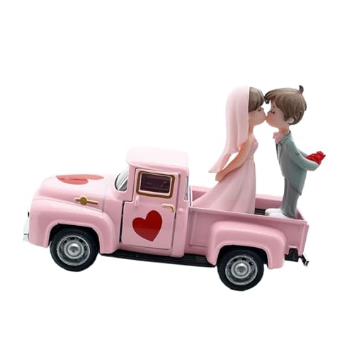 Nishiyuenyi Valentines Day Truck Decor Pickup Model Gift Romantic with Openable Doors Mini Doll Ornament Couple Figurine for Her Birthday, Style C