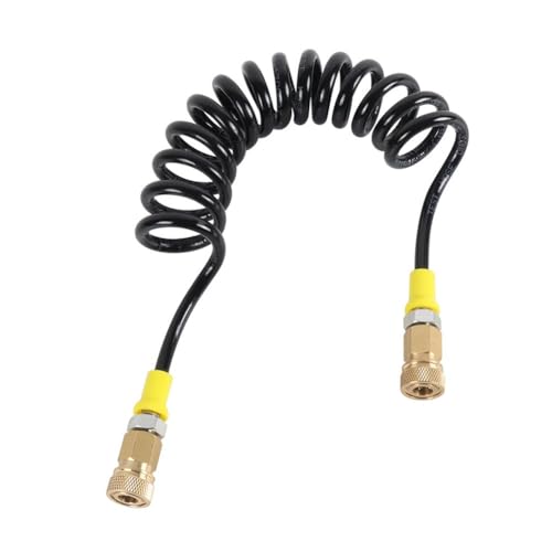 Kalokairi Manguera de resorte de carga para cilindro de buceo, alta presión, 30 MPa/300 bar, conector hembra doble de 8 mm, latón + plástico, 35-110 cm, color negro