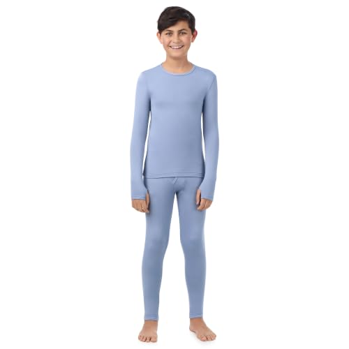 Image of Cuddl Duds Heavyweight 2 Piece Sets Base Layer Thermal Underwear for Boys | Winter Clothing, Fleece Lined Long Sleeve Top & Leggings, Soft Lounge Set for Cold Weather, Moisture Wicking Heat Retention