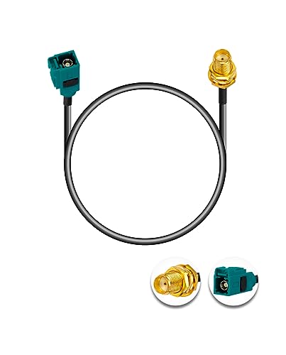Vecys Fakra Z Female to SMA Female RF Coax Cable 12in/30cm SMA Cable RG174 for Car Stereo GPS Navigation, Gold, 12 inches