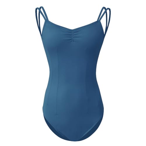 ROYAL SMEELA Maillot de Danza Manga Corta para Mujer - Body de Bailarina Adulto para Ballet y Baile - Negro