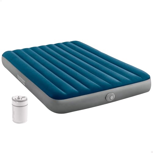 Intex Colchón hinchable doble Dura-Beam Standard Prestige Single-High, 152x203x25 cm, Fiber-Tech, Bomba aire incluida, Inflado, Desinflado, Cama matrimonio, Colchones inflables (64189)