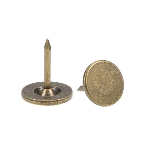 QUARKZMAN 30 Piezas de Clavos de Tapicería, Cabeza Plana de 11mmx13mm, Clavos Decorativos para Muebles, Tachuelas de Tapicería para Sofás y Cabeceros, Bronce