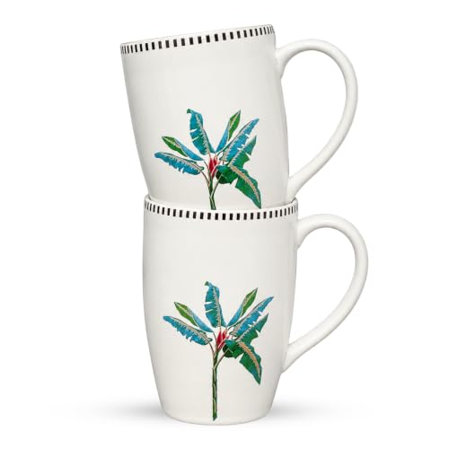 Image of Vistas Palm Ceramic Large Mug Set of 2 for Coffee, 350ml Each | Microwave & Dishwasher Safe Coffee Mug | Matte Finish Coffee Cup | Mug Set, Perfect for Every Occasion, Coffee Cups & Mugs