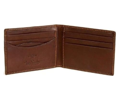 Tony Perotti Mens Italian Cow Leather Front Pocket Bifold Credit Card Wallet in Brown