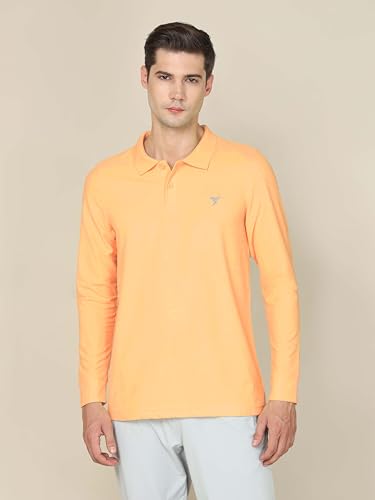 Image of TECHNOSPORT Mens Slim Fit Polyester Active Wear Collar Polo T-Shirt with Long Sleeves for Workout, Sports