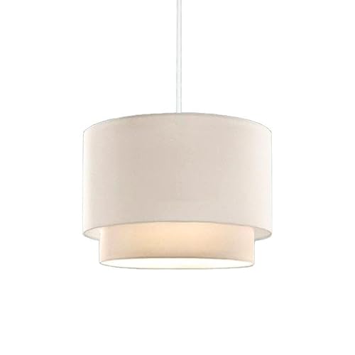 KRAFT&DELE Suspension luminaire plafonnier abat jour blanc crème 30x20 cm
