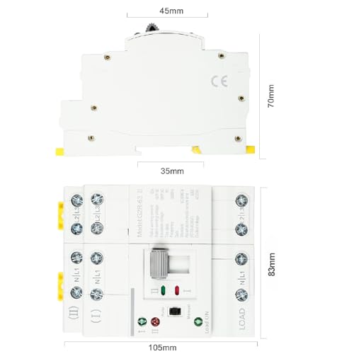 DEWIN Automatischer Transferschalter, ATS G2R 4P 63A DIN-Schiene Dual Power Automatischer Transferschalter Elektrische Wahlschalter 220V
