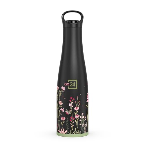 Image of Morocco Stainless Steel Thermosteel Water Bottle Black Petal 600ml