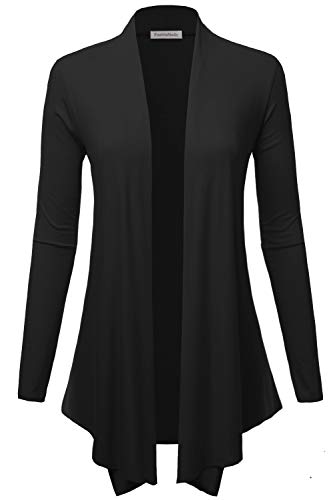 Image of Women's Drape Front Open Cardigan Long Sleeve (S-2X, Made in USA)
