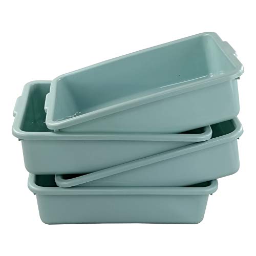 Xyskin Plastic Rectangle Washing up Bowls Basins Utility Tub Trays, Mint Green, 4 Packs