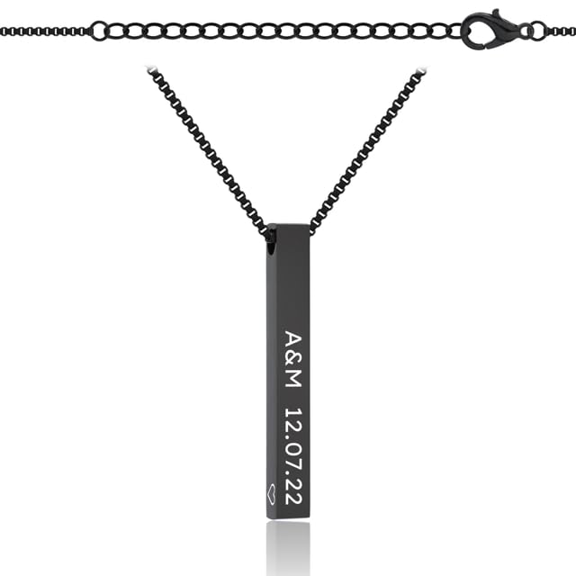 Collier personnalisé avec gravure colonne en acier inoxydable pour homme et femme