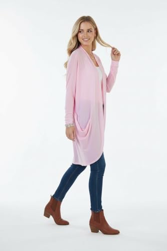 Image of ToBeInStyle Womens Open Front Long Sleeve Lightweight Asymmetrical Draped Cardigan with Side Pockets