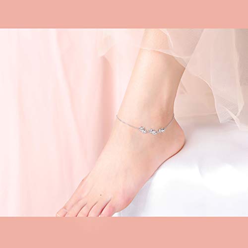 Image of S925 Sterling Silver Anklet for Women Adjustable Plus Foot Ankle Bracelet