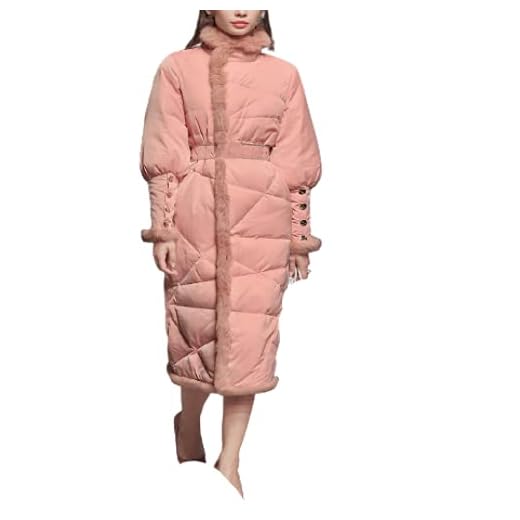 dagui Vinter Rosa Dam Slim Mid-Length Dunjacka Tjockare Midja Över Knä Vit Anka Dun Orange pulver M