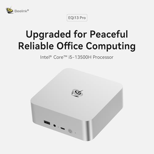 Image of Beelink EQi13 Pro Ai Mini PC, Intel 13th Core 13500H(12C /16T, Up to 4.7GHz), Mini Computer 32G DDR4 RAM 500GB NVMe PCIe4.0 SSD, Built-in PSU 4K@60Hz Dual Display HDMI2.1 /WiFi6 /BT5.2 /1000Mbp