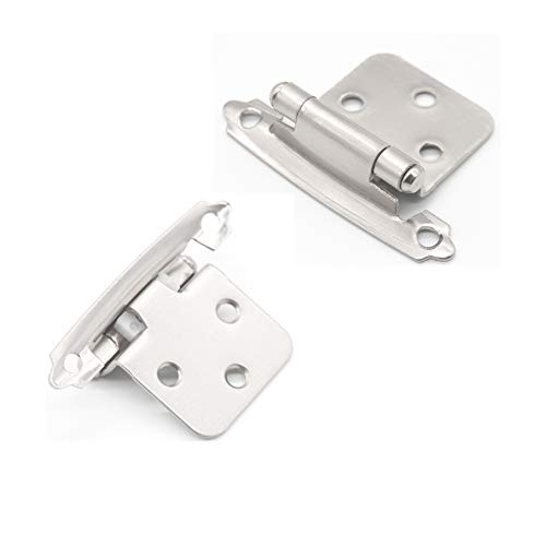 Silver Moon Hardware Overlay Cabinet Hinges, for Kitchen Cabinets, for Bathroom Cabinets, Variable, Self Closing, (25 Pairs Satin Nickel)