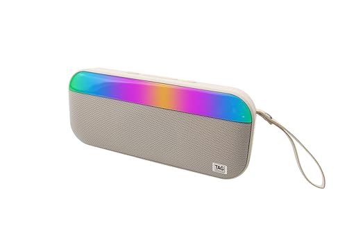 Image of TAG Ray 10W Portable Wireless Bluetooth Speaker with Dynamic Stereo Sound | Customizable RGB LED Lights | TWS Feature | Supports Micro SD Cards, FM, USB | Comes with Inbuilt Mic (White)