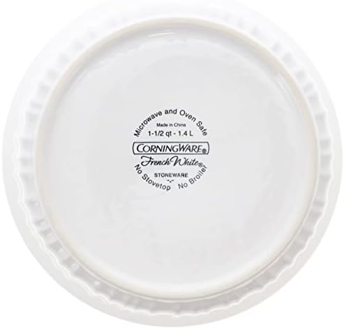 Corningware FS5 1.5qt Round French White Casserole Dish and F-5-PC Plastic Lid - Thumbnail 4
