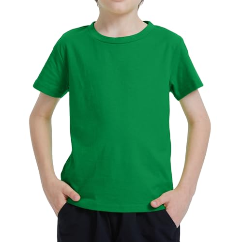 Ewbob Tee Shirt Enfant Garçon et Fille en Coton Manches Courtes Col Rond T-Shirt Enfant Respirant Doux Absorbant la Transpiration Vêtement Garçon pour Usage...