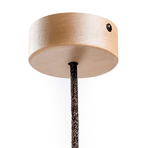 creative cables Kit rosone per lampadario da soffitto linea Mini (legno, Ø 88 mm, 1 foro centrale) – Fissaggio per lampadari e sospensioni singole – Design artigianale e made in Italy