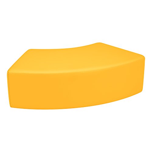 Image of Sprogs 12 inch H Structured S-Curve Stool -Flexible Modular Collaborative Soft Seating for Office, Home, Lounge and School Classrooms with Durable Frame & Set of 2 inch Casters Add-on -Yellow