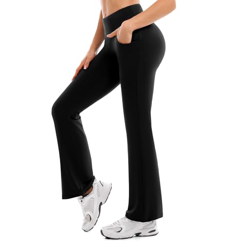 Ipletix Flare Leggings for Women-Bootcut Yoga Pants for Women High Waisted Flared Leggings Dress Pants Black