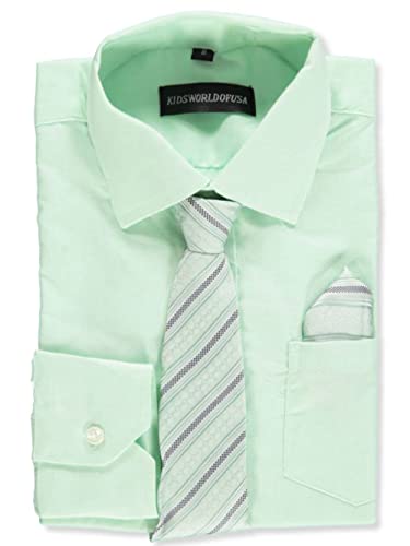 Kids World Boys' Dress Shirt & Tie (Patterns May Vary) - Mint, 6