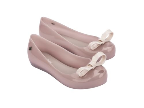 mini melissa Ultragirl with Bow Ballet Flats for Girls- Comfortable & Cute Peep Toe Jelly Flat Shoes with Transparent Upper and Small Bow for Kids2